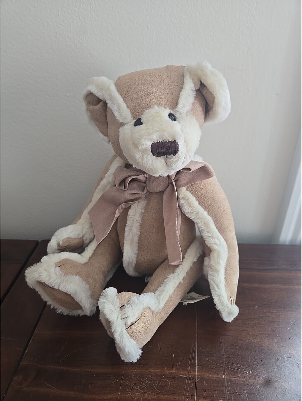 New BATH & BODY WORKS Tan Suede Sherpa GINGERBREAD Teddy Bear Plush 9" Stuffed